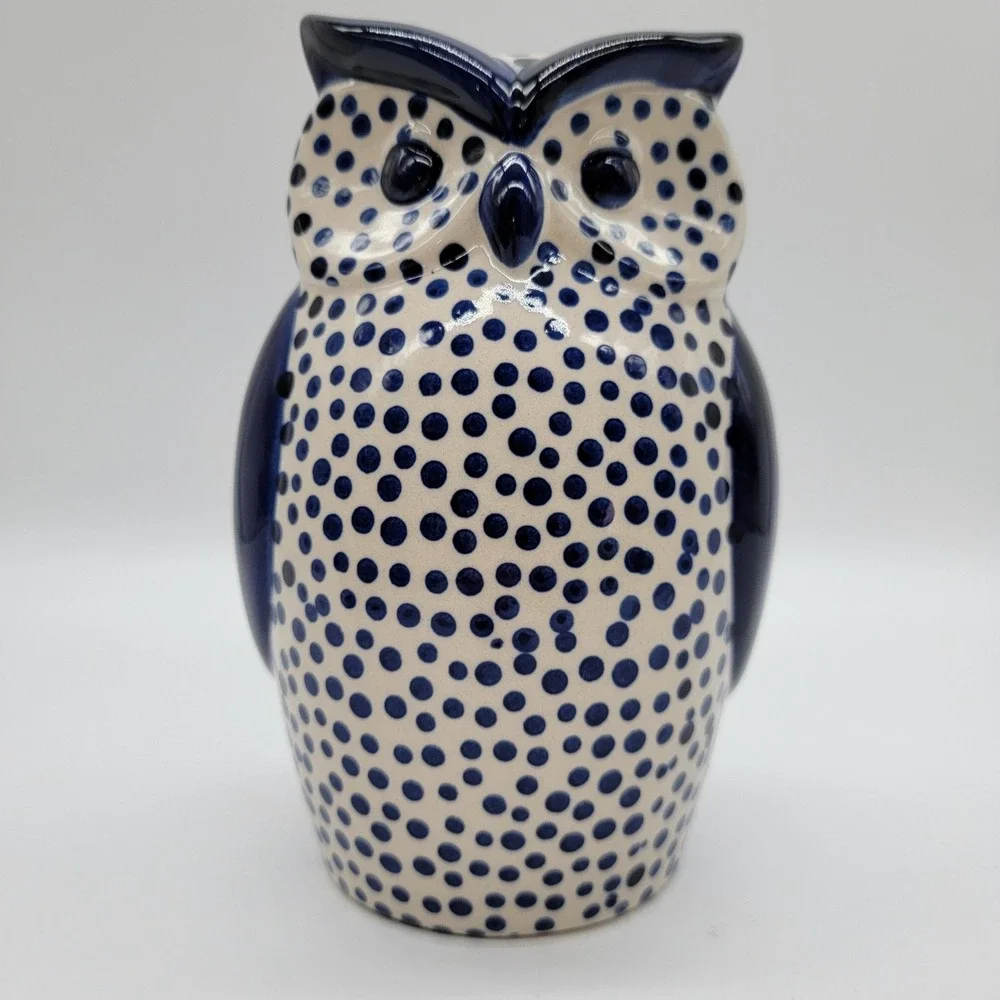 Owl Figurine Blue And White Ceramic Owl Ornament Lucky Charm Good Luck